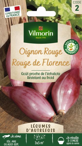 Potagères - Oignon Rossa di Firenze (Rouge Long de Florence race Simiane) - Légumes d'Autrefois - face recto